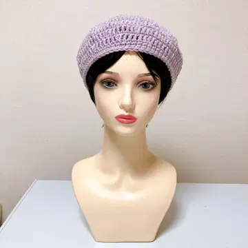 3 베레모 라벤더 손뜨개질 니트 모자 핸드메이드 심플 스타일리쉬