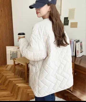 발수 가공 퀼팅 노카라 코트