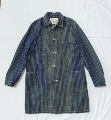 슈가케인 워바쉬 스트라이프 레일로드 코트