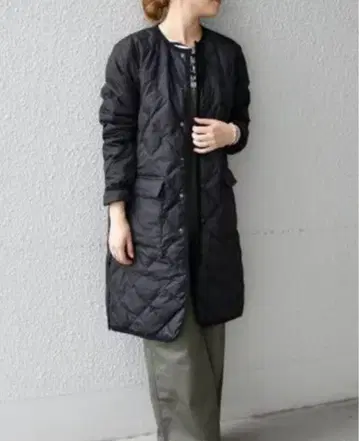 Taion 블랙 퀼팅 롱 다운 자켓