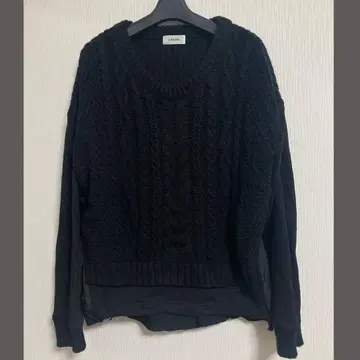 LASUD 이소재 케이블 짜임 니트 블랙