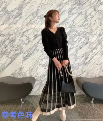 eimy istoire 시어 컬러 블록 플리츠 니트 원피스