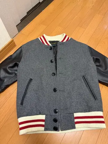 바시티 자켓 그레이/블랙 울/합성 피혁