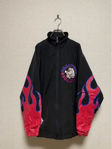 파이어 패턴 갈피 나일론 자켓 블랙 빅 로고 [새상품급]