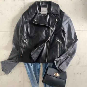 컨디션 최상 모라비토 이소재 도킹 가죽 라이더 자켓 38