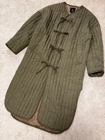 nico and - 퀼팅 롱 코트 올리브 빅 개성있는