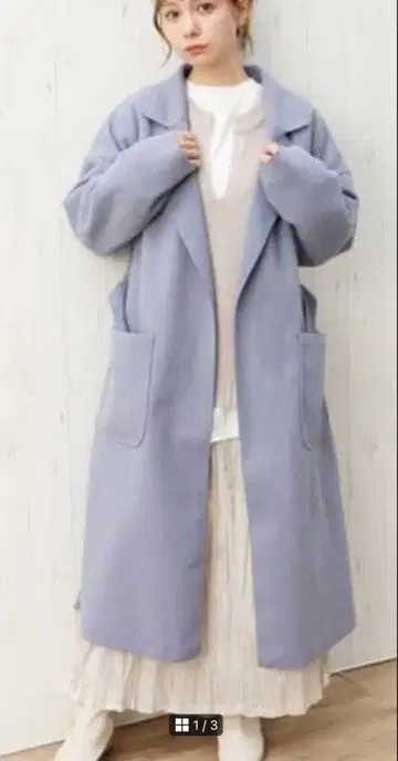 오버 사이즈 가운 코트 아우터 스카이블루