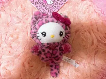 산리오 헬로키티 마스코트 홀더 갸루 고양이 새상품 키티 인형 표범 무늬