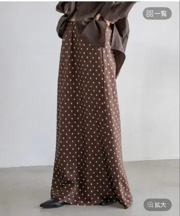 로리즈팜 스트레치 새틴 스커트 브라운 도트 L 사이즈
