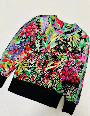 LEONARDO 컬러풀 꽃무늬 긴팔 상의 티셔츠 레오나르 새상품급