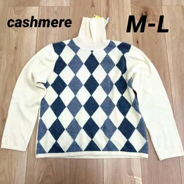 캐시미어 cashmere 스웨터 타르 넥 화이트 아가일 무늬