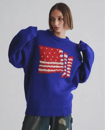 미국 국기 디자인 니트 스웨터