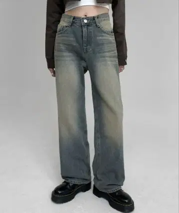 BLACKUP 페스트 와이드 데님 팬츠 블루 S 사이즈