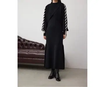 AZUL BYMOUSSY 레이스업 슬리브 레이어드 니트 원피스