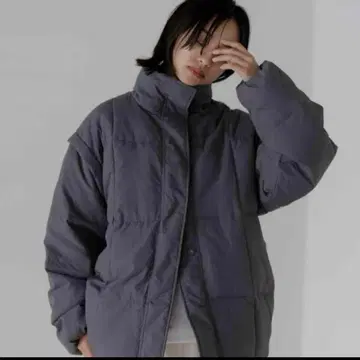 hellam 소매 탈부착 2WAY 다운 자켓 차콜 그레이