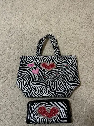 제브라 패턴 토트백 & 장지갑 세트
