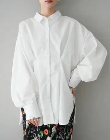 브로드 허리 턱 셔츠 화이트 셔츠 겉옷 Lumier