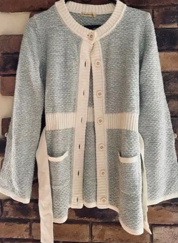 avienne 아비엔느 트위드풍 니트 직물 라메 믹스 가디건 자켓 M