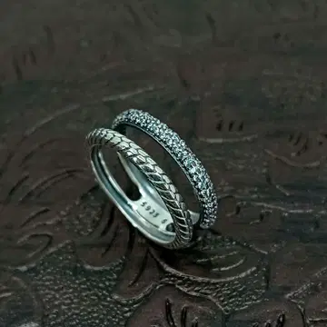 빈티지 실버 더블 지르코니아 심플 반지 11호