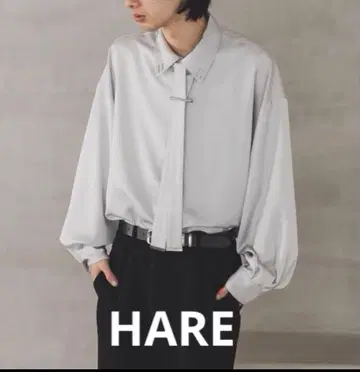 HARE 실버 파츠츠키 보타이 셔츠 그레이