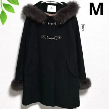 에프데 M 더플 코트 블랙 퍼 포함 자켓 아우터 울 혼방