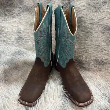 새상품급 Laredo 웨스턴 부츠 24cm 터콰이즈 x 브라운