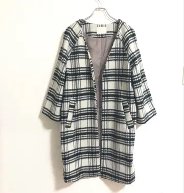 Discoat Parisien 노카라 코트 롱 체크 b706