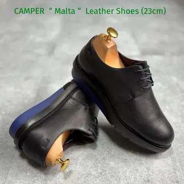 [컨디션 최상] 캠퍼 말타 통굽 가죽 신발 디자이너 23cm 블랙