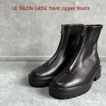 [ 미사용품 ] 르탈론 그리 지퍼 프론트 통굽 부츠 블랙 모드
