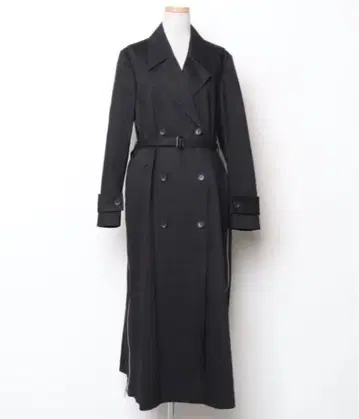 노이즈 메이커 트렌치코트 지퍼 슬릿 롱 트렌치코트 블랙