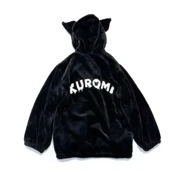 쿠로미 NOEMIE 퍼 블루종 L 블랙 후드 NOEMIE 키티