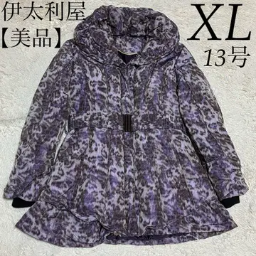 이타리야 [ 새상품급 ] XL 여배우 옷깃 벨트 레오파드 다운 코트 자켓