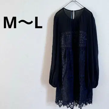 BCBGMAXAZRIA [M~L] 블랙 긴팔 원피스 레이스