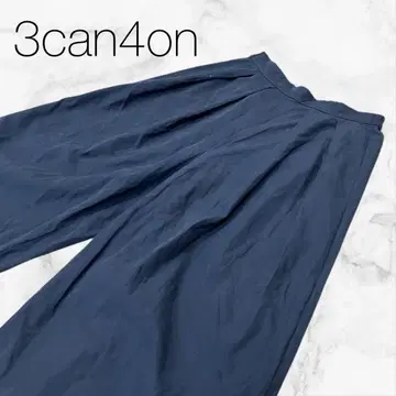[산칸시온] 하의 팬츠 바지 네이비 네이비색 심플 무지 와이드 팬츠