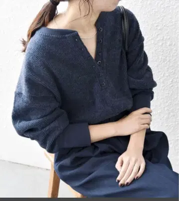 SHIPS any 손세탁 기모 와플 헨리넥 풀오버 니트