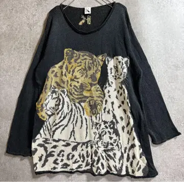 90s KRIZIA 크리치아 레오파드 애니멀 무늬 40 니트