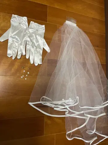 웨딩 잡화 세트 (그로브, 베일, 귀찌)