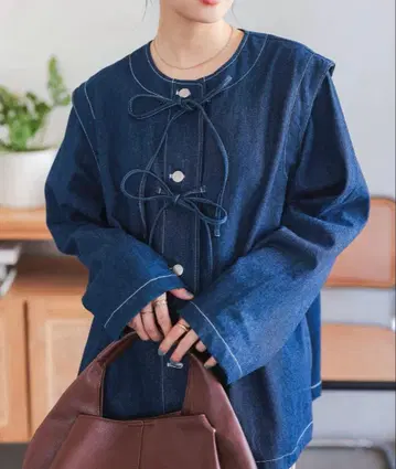 [ 새상품 ] 고베 레터스 프론트 리본 데님 자켓