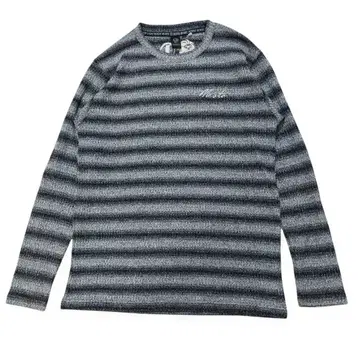 NESTA 긴팔 니트 그레이 블랙 스트라이프 얇은 소재 L 사이즈