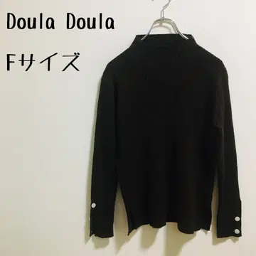 [ Doula Doula ] 긴팔 리브 니트 보틀넥 브라운 프리 사이즈