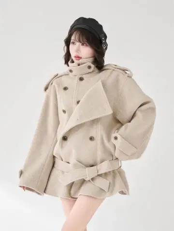 다리치 드롭 숄더 자켓 코트 BEG FL