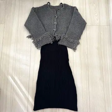 JEANASIS 지나시스 프린지 니트 원피스 세트