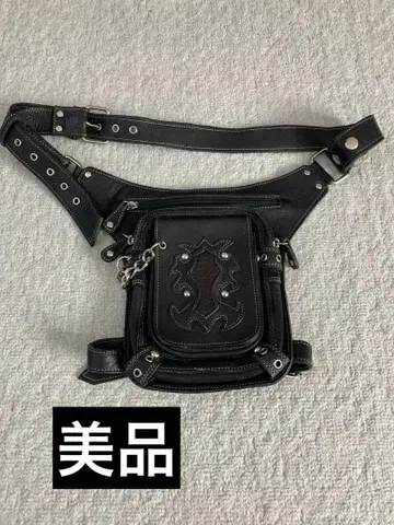 가죽 블랙 바디백 웨스트 파우치