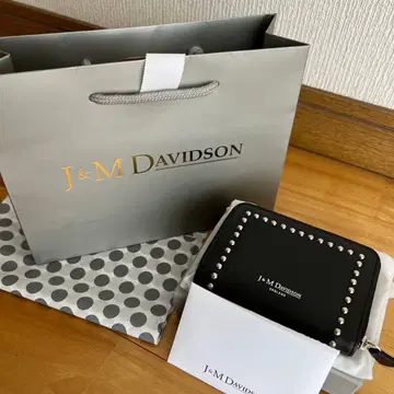 J&M DAVIDSON 블랙 가죽 지갑 카드 케이스 코인 케이스