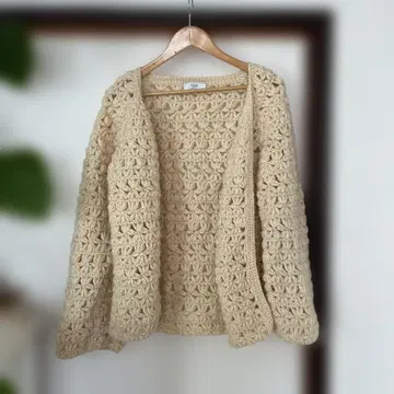 SLOBE IENA 베이지 플라워 편직 가디건 긴팔