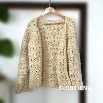 SLOBE IENA 베이지 플라워 편직 가디건 긴팔