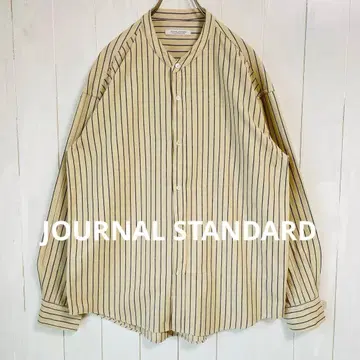 JS 밴드 카라 스트라이프 플란넬 셔츠 루즈핏 M 사이즈