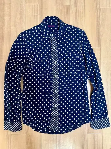 할리우드 런치마켓 BLUE/BLUE 네이비 도트 무늬 긴팔 셔츠