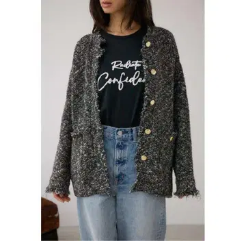 AZUL BY MOUSSY 트위드라이크 니트 가디건