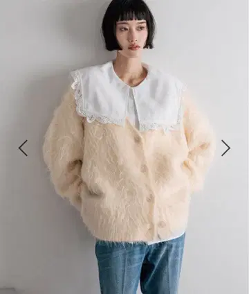 로리즈팜 샤기 롱 v 가디건 아이보리